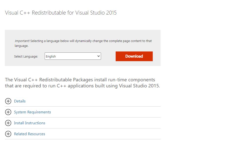 Install Visual C++ Redistributable Files