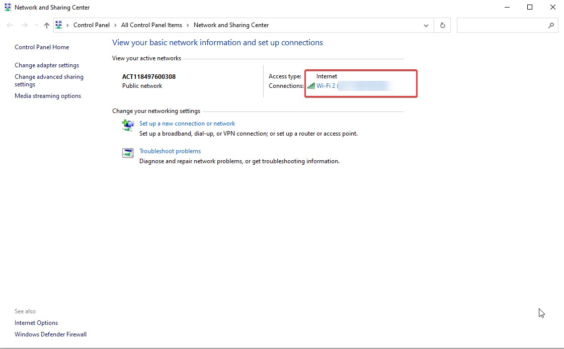 Click on the Wi-Fi or Ethernet option