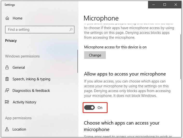 microphone setting