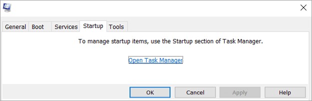 Click Startup tab