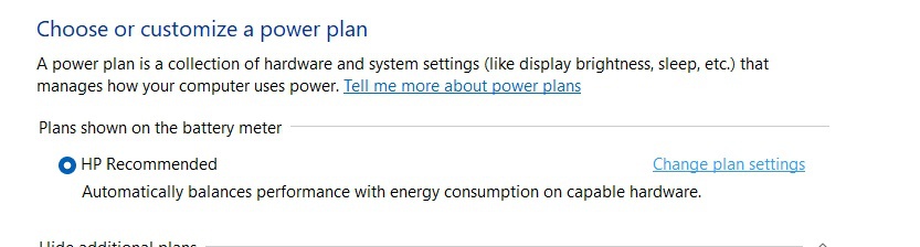 Power Management window