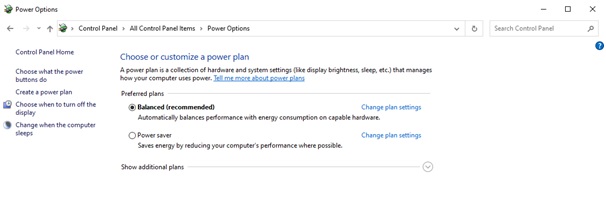 Balanced and Power Saver