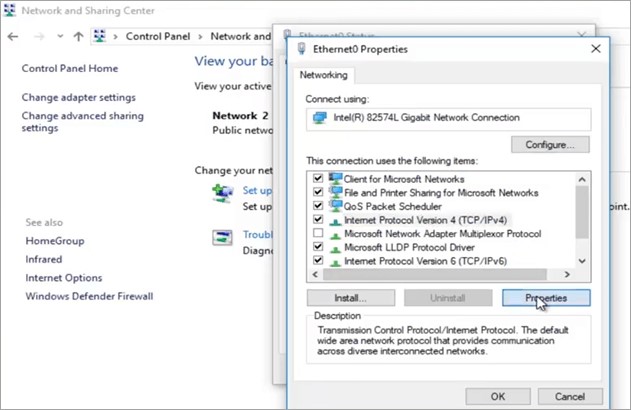 click on Properties button