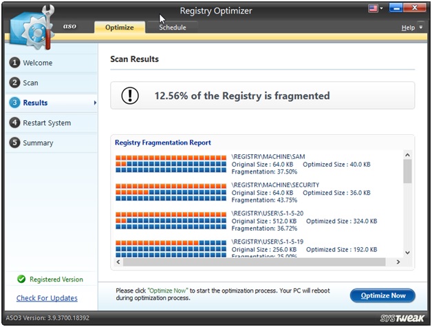 registry fragmentation report