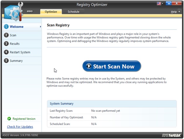 registry optimizer scan