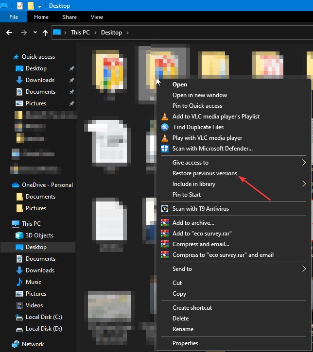 restore previous version
