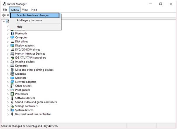 scan for hardware changes