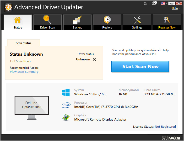 Advanced Driver Updater Home