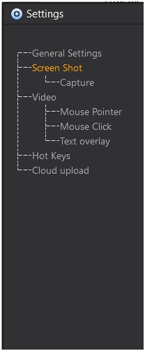 TweakShot Settings – System Tray