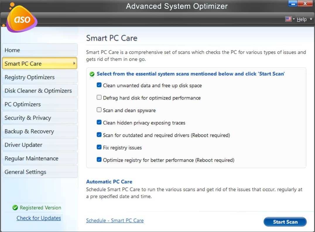 Smart PC Care option