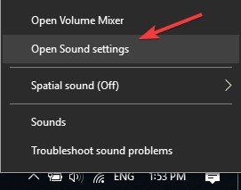 Open sound settings