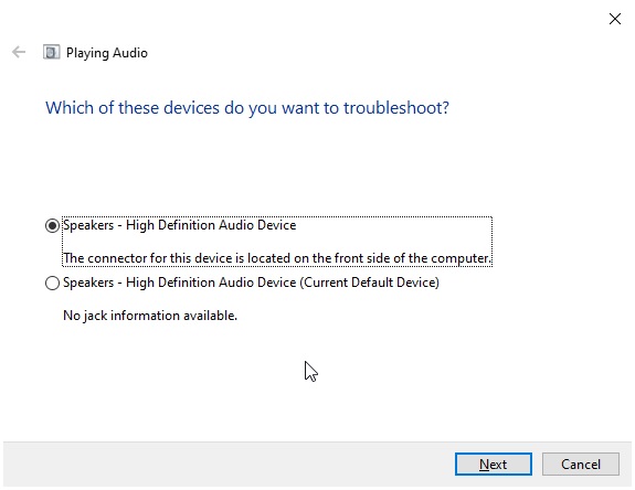 select audio devices
