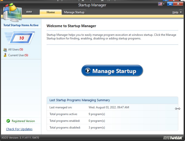startup manager