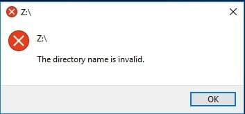 the directory name is invalid stop code