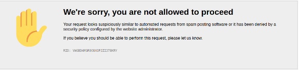This website is not allowed error pop-up