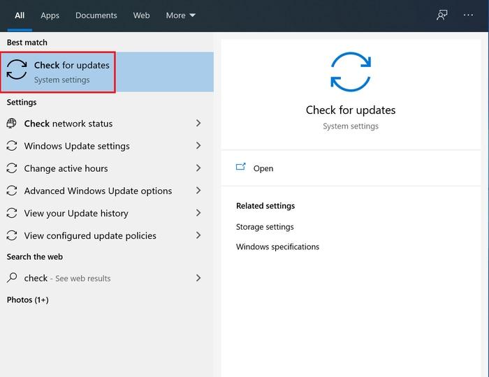 type check for updates