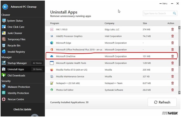 uninstall app list