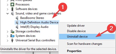 Select Uninstall device