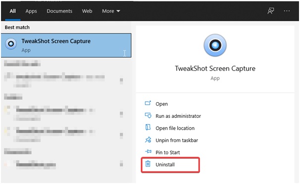uninstall tweakshot