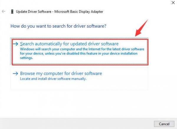 Search automatically for update driver 