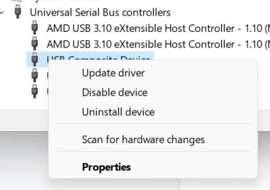 update driver properties