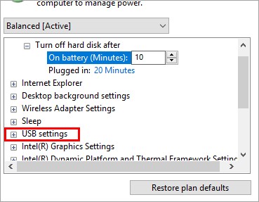 usb port settings