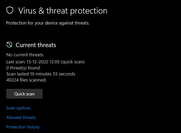 virus and threat protection