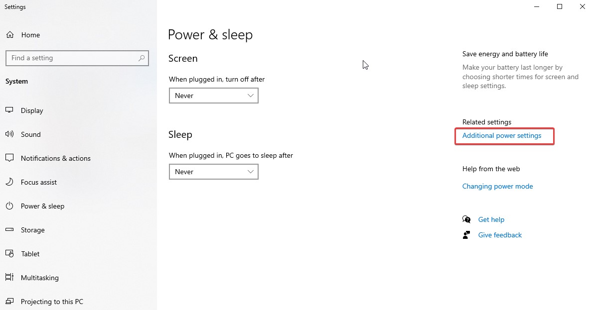 windows power & sleep
