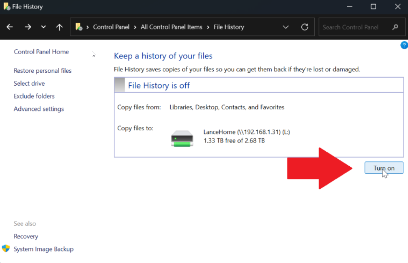 Enable File History