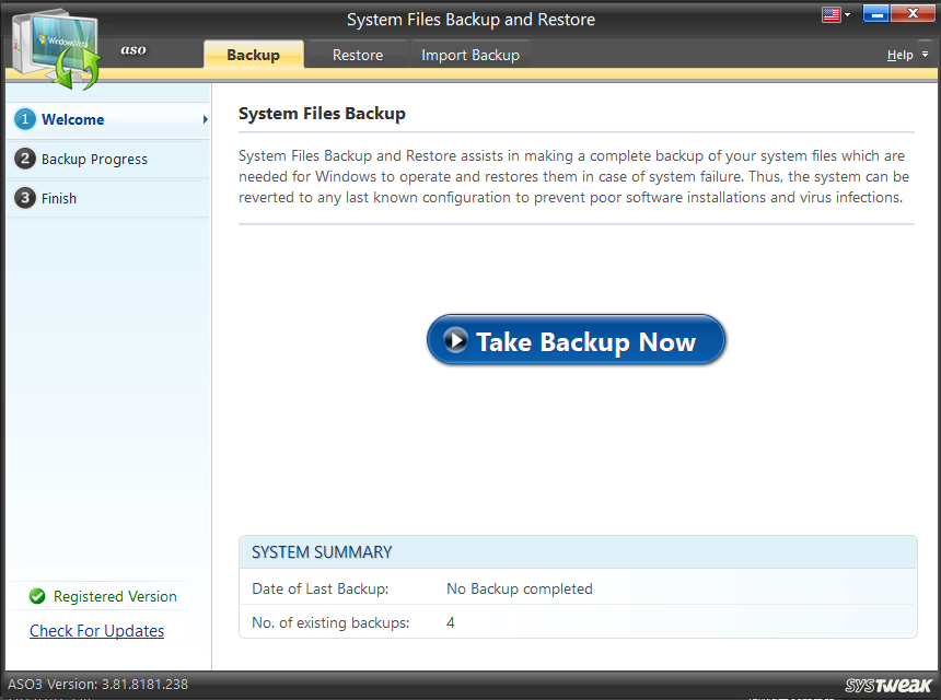 System Files Backup and Restore