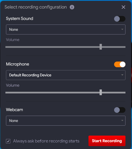 Screen recording settings_Advanced Screen Recorder
