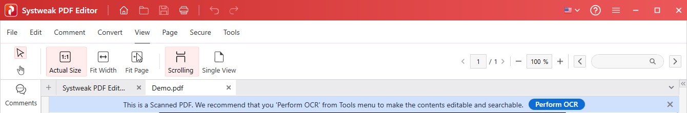 Perform OCR_Systweak PDF Editor