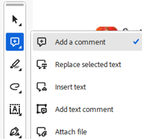 Add Comment Option - Adobe Acrobat Reader