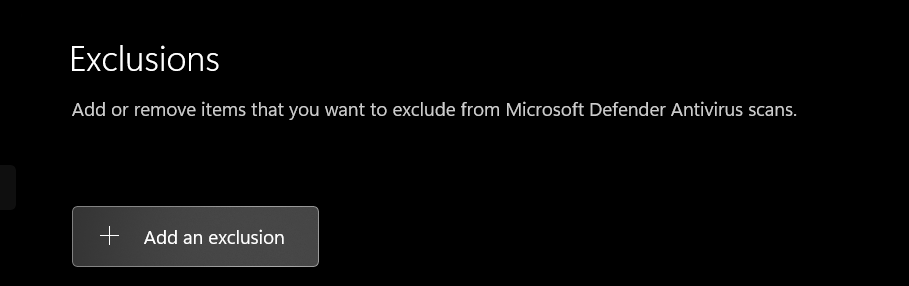Add Exclusions option