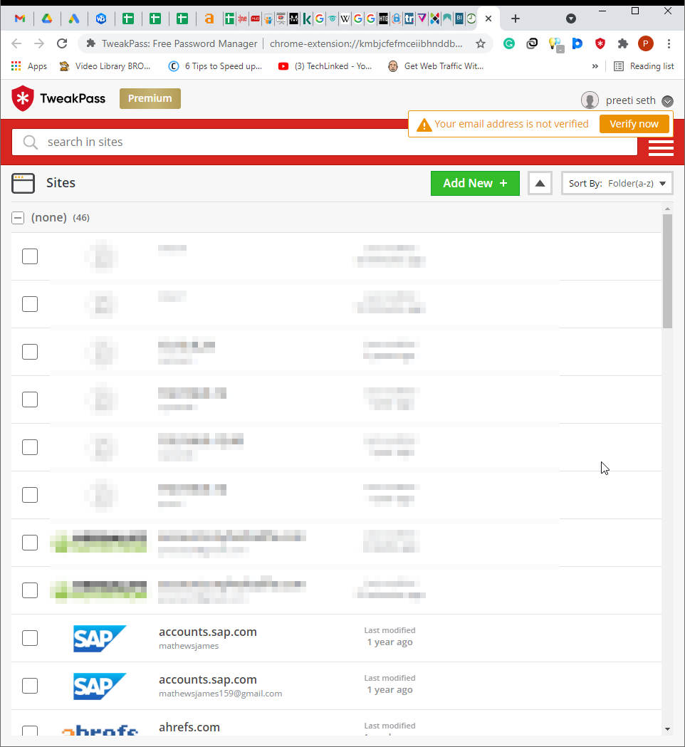 add new password with tweakpass chrome extension
