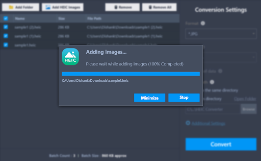 adding photos to convert using heic converter tool