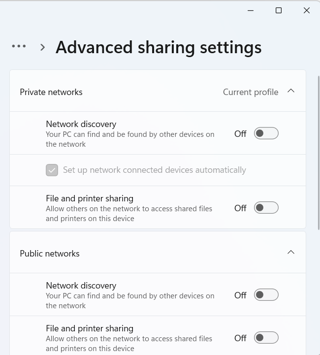 Advanced Sharing Settings