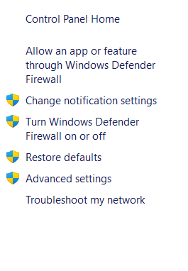 Allow an app or feature through Windows Defender Firewal option