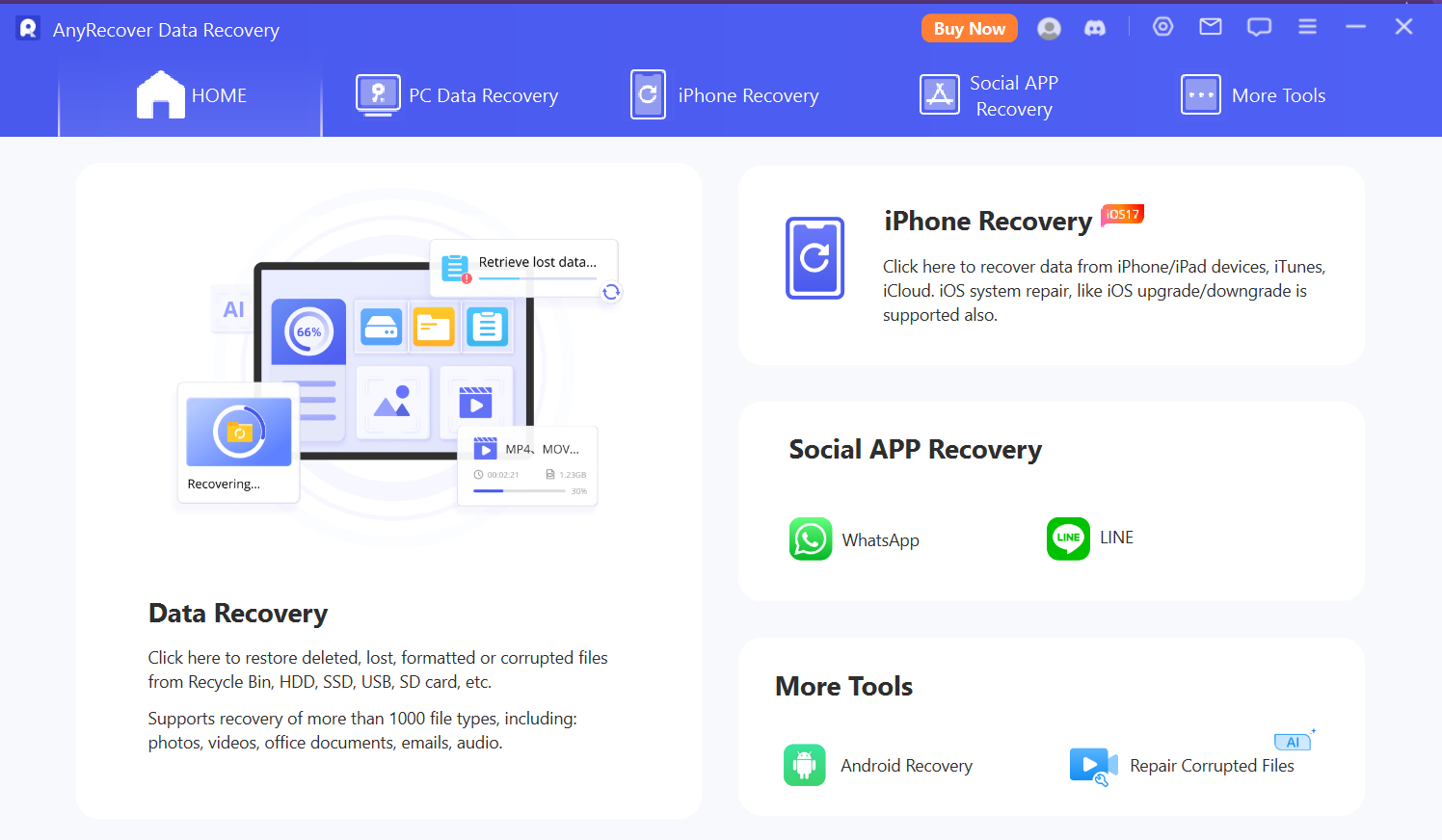 AnyRecover New Screenshot