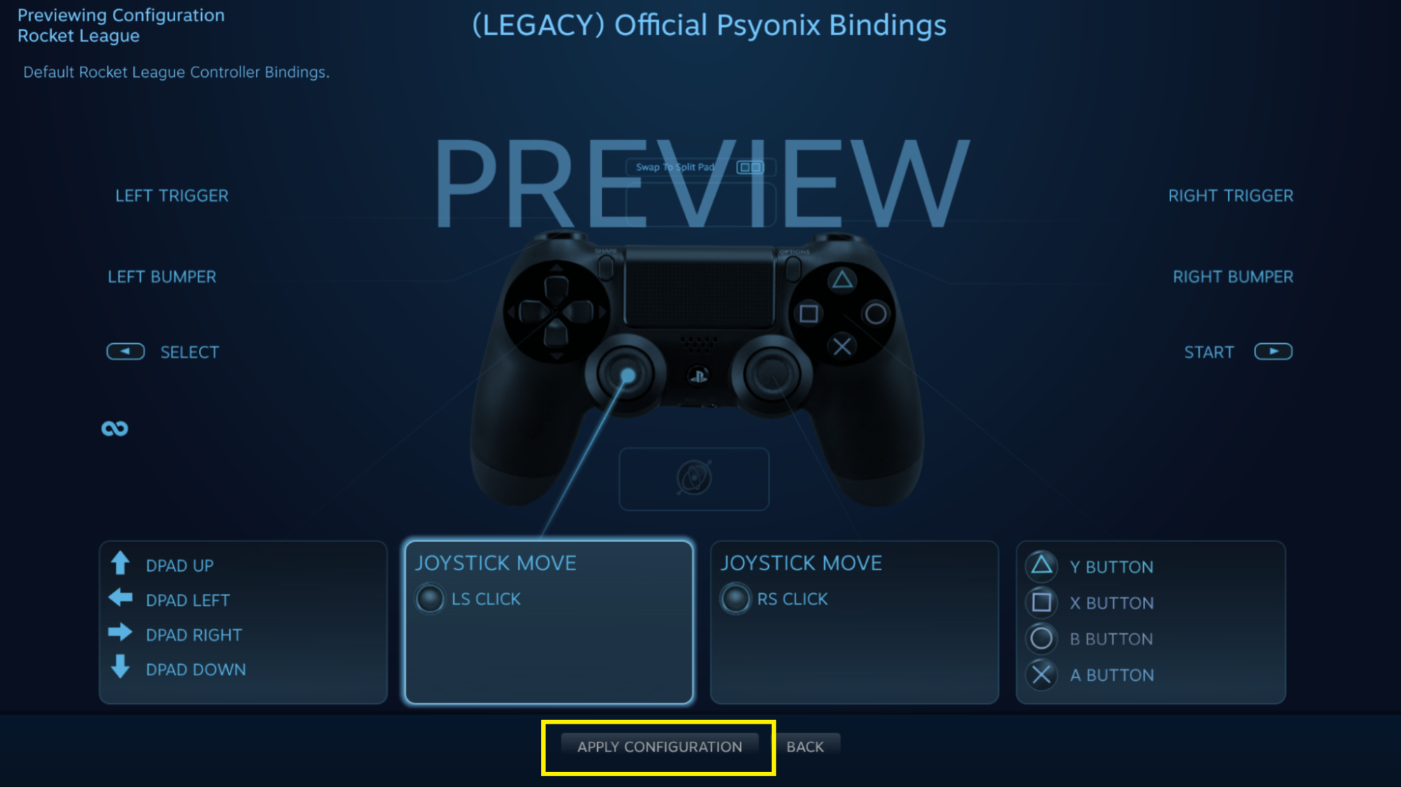 Apply Configuration button
