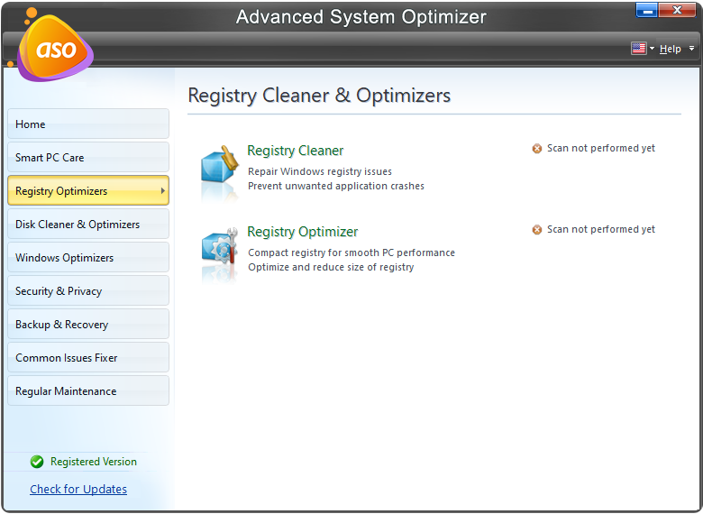 registry optimizer feature offered by advanced system optimizer