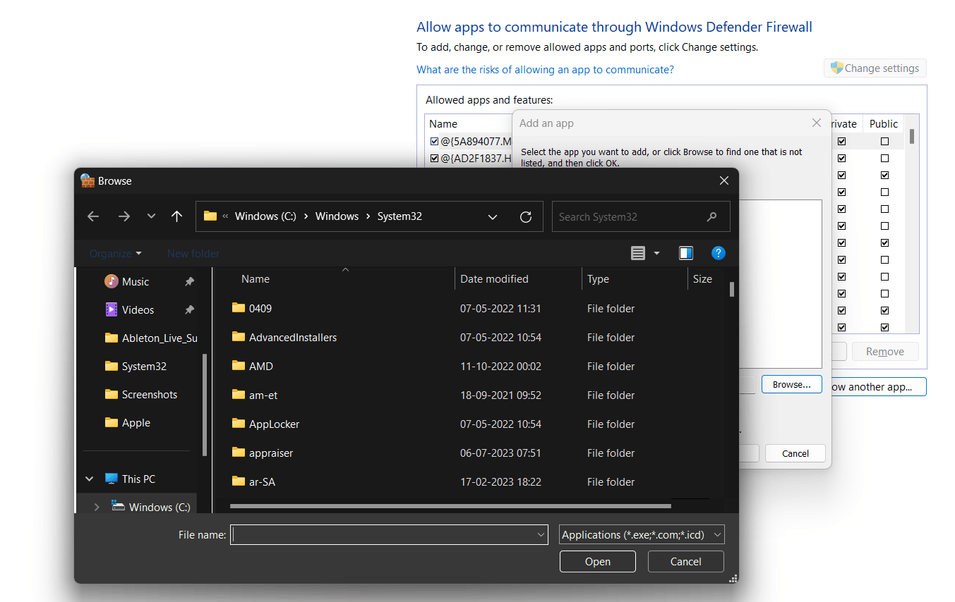 browse Explorer using Allow another app option