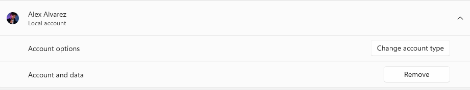 change account type option