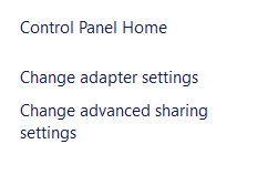Change adapter settings option