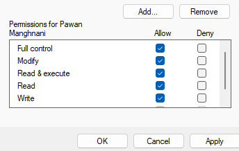 check box next to Full Control