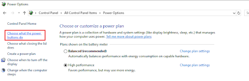 Choose what the power buttons do
