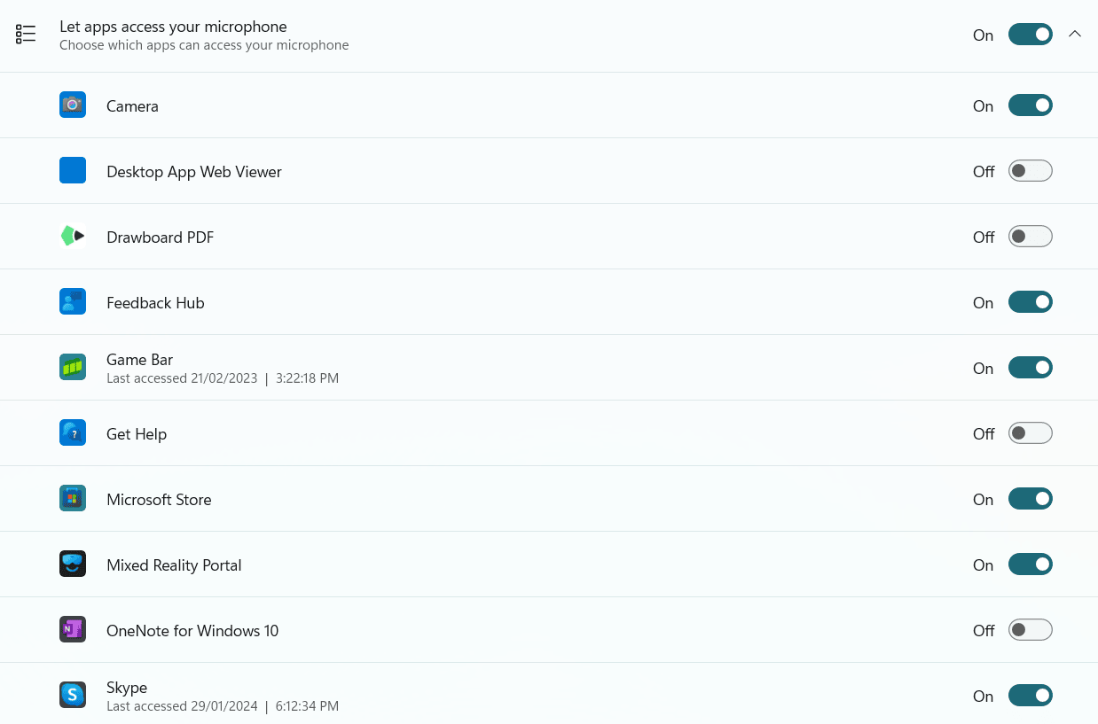 choose which apps can access your microphone