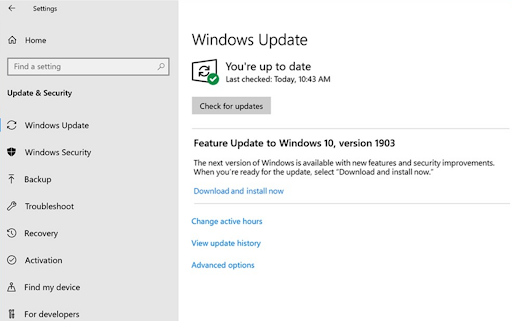 Click Check for updates