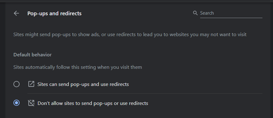 click “Don’t allow option