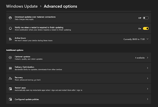 click on Advanced Options